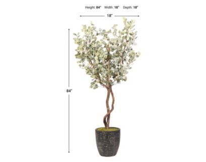 D & W Silks, Inc 7-FT Eucalyptus Tree with Black Texture Planter