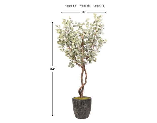 D & W Silks, Inc 7-FT Eucalyptus Tree with Black Texture Planter large image number 2