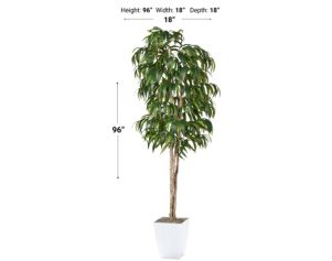 D & W Silks, Inc 8-Foot Weeping Ficus in White Metal Pot