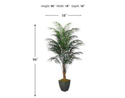 D & W Silks, Inc 8-Foot Dwarf Areca Palm in Black Metal Pot