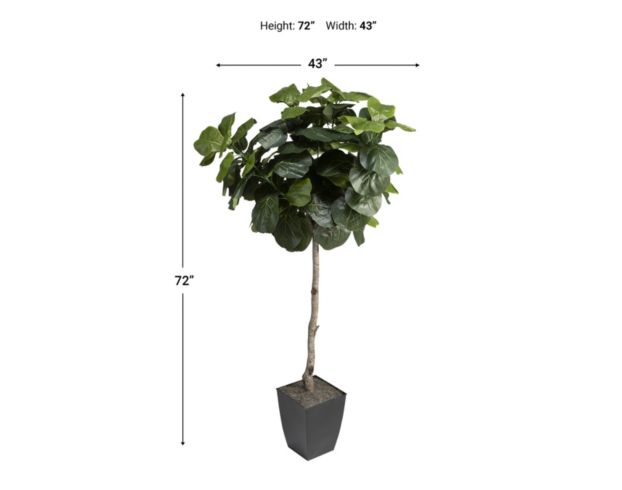 D & W Silks, Inc 6-Foot Artificial Fiddle Leaf Fig with Square Planter large image number 2