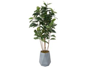 D & W Silks, Inc 6-Foot Artificial Rubber Tree in Geometric Planter