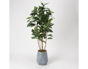 D & W Silks, Inc 6-Foot Artificial Rubber Tree in Geometric Planter