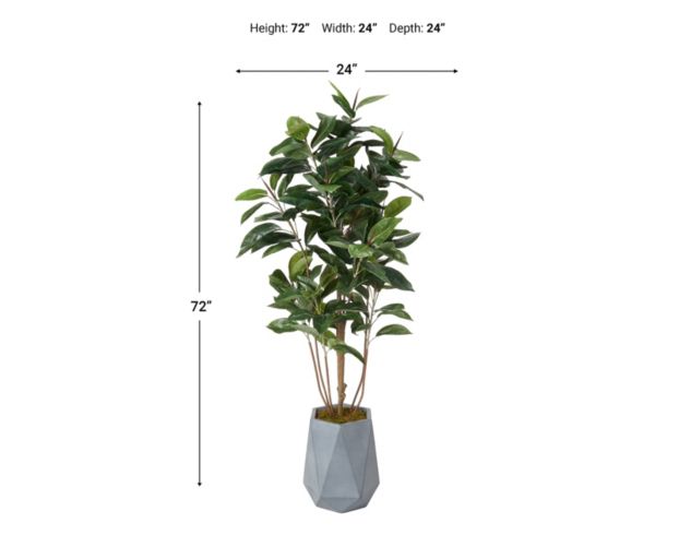 D & W Silks, Inc 6-Foot Artificial Rubber Tree in Geometric Planter large image number 3