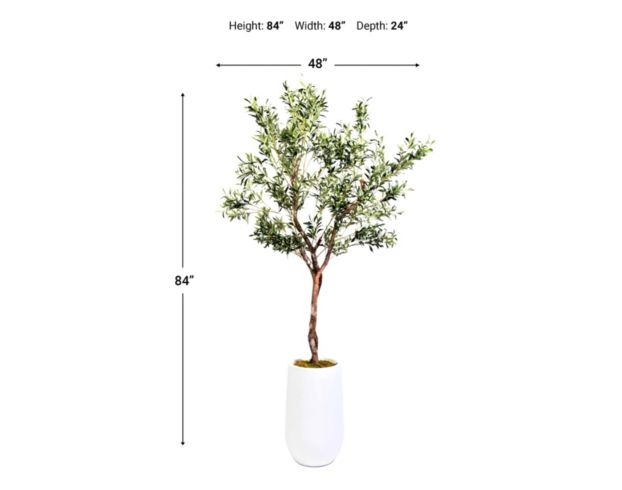 D & W Silks, Inc 7-Foot Artificial Olive Tree in White Pot large image number 3