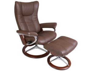Ekornes Wing 100% Leather Medium Chair & Ottoman