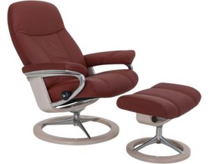 Ekornes Consul Medium 100% Leather Chair & Ottoman