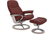 Ekornes Consul Medium 100% Leather Chair & Ottoman