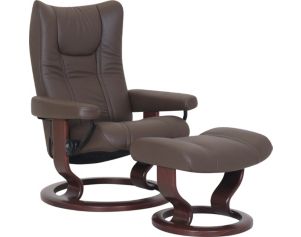 Ekornes Wing 100% Leather Small Chair & Ottoman