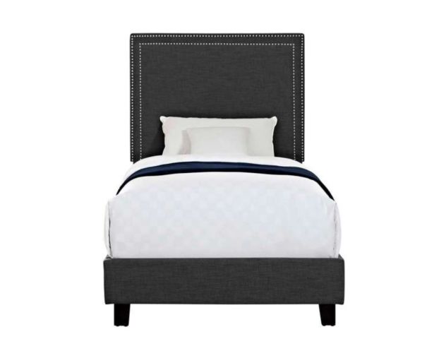 Elements International Group Erica Gray Upholstered Twin Bed large image number 2