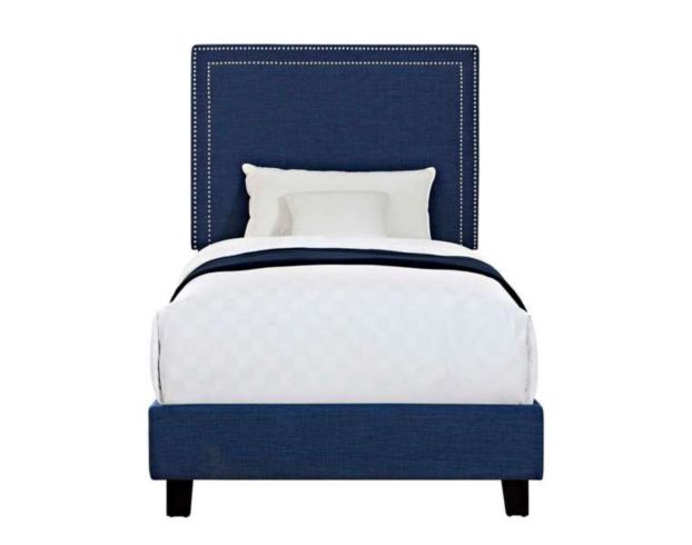 Elements International Group Erica Blue Upholstered Twin Bed large image number 1