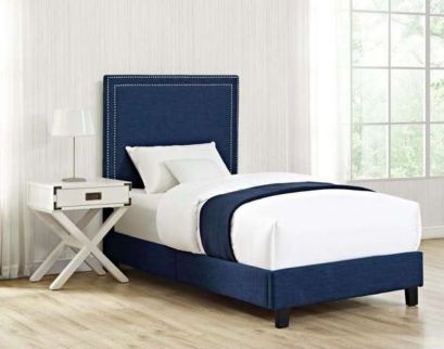 Elements International Group Erica Blue Upholstered Twin Bed