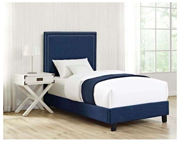 Elements International Group Erica Blue Upholstered Twin Bed large image number 2