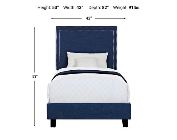 Elements International Group Erica Blue Upholstered Twin Bed large image number 5