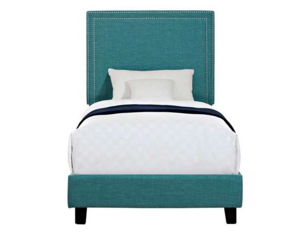 Elements International Group Erica Teal Upholstered Twin Bed large image number 1