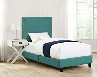 Elements International Group Erica Teal Upholstered Twin Bed