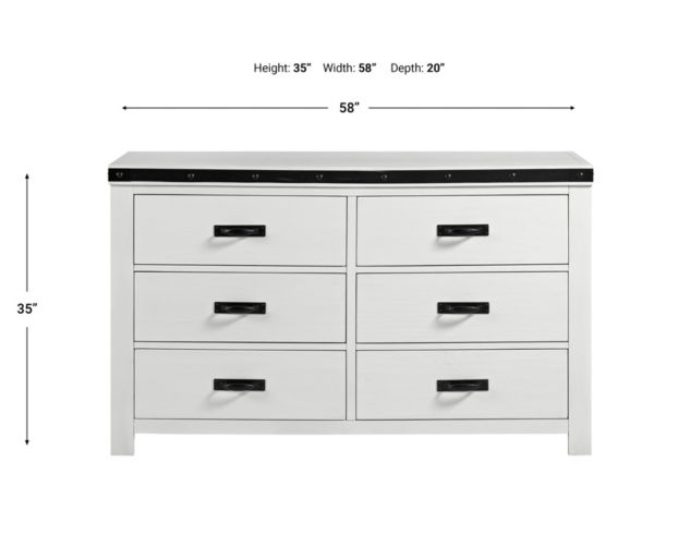 Elements International Group Wade White 6-Drawer Dresser large image number 4