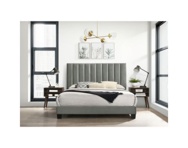 Elements Int'l Group Coyote Gray Queen Bed with 2 End Tables large image number 2