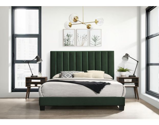 Elements Int'l Group Coyote Green Queen Bed with 2 End Tables large image number 2
