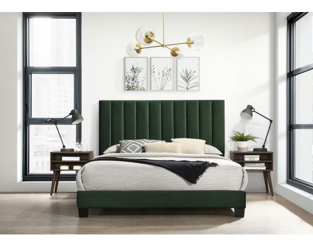 Elements Int'l Group Coyote Green Queen Bed with 2 End Tables large image number 3