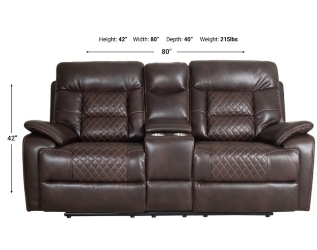 Elements Int'l Group Trinidad Power Reclining Loveseat with Console large image number 9