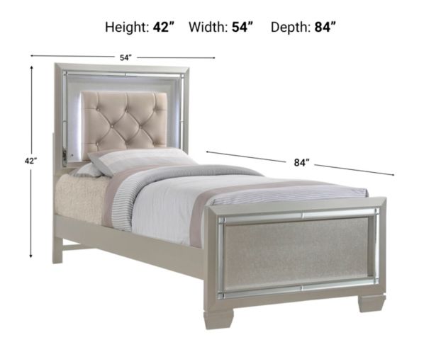 Elements Int'l Platinum Champagne Twin Bed large image number 4