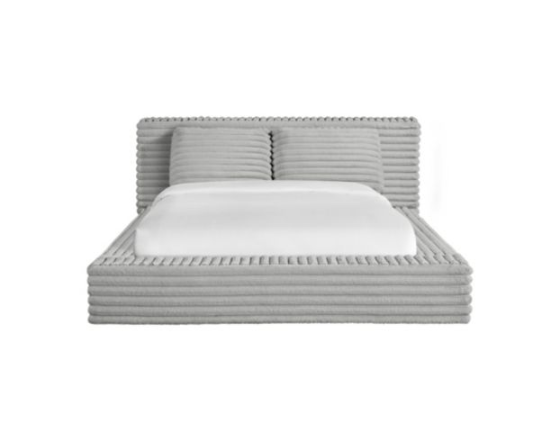 Elements Int'l Rosebery Light Gray Upholstered Queen Bed with Two Pillows large image number 1