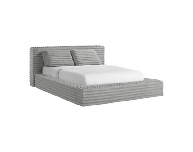 Elements Int'l Rosebery Light Gray Upholstered Queen Bed with Two Pillows large image number 2