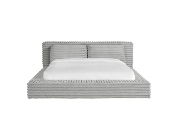 Elements Int'l Rosebery Light Gray Upholstered King Bed with Two Pillows large image number 1