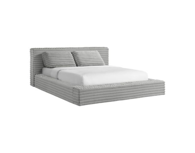 Elements Int'l Rosebery Light Gray Upholstered King Bed with Two Pillows large image number 2