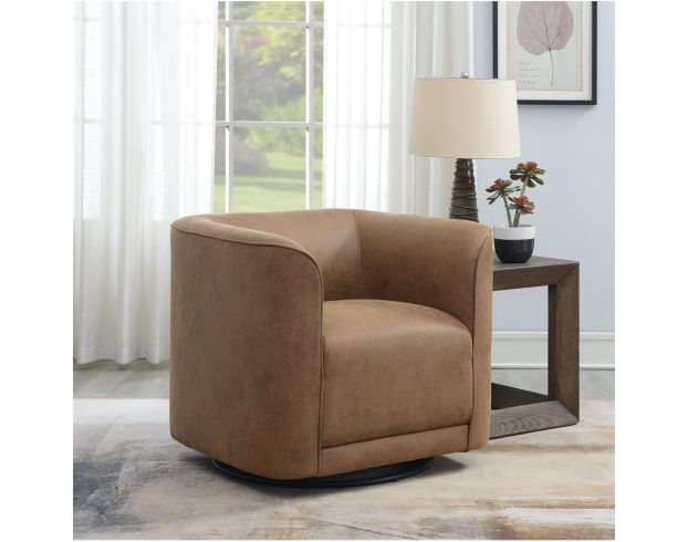 Emerald Home Furniture Whirlaway Saddle Brown Swivel Chair large image number 6