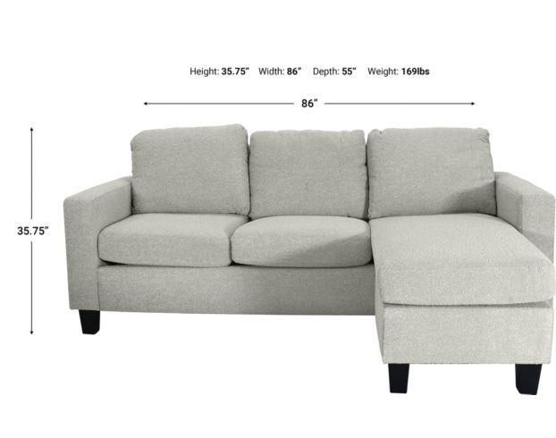 Emerald Home Furniture Dawson Chaise Sofa with Drop-Down Table large image number 8