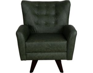 England Harlow Green 100% Leather Swivel Accent Chair