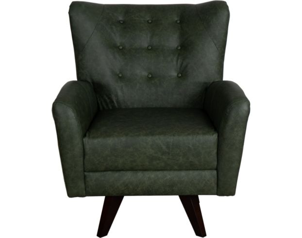 England Harlow Green 100% Leather Swivel Accent Chair large image number 1