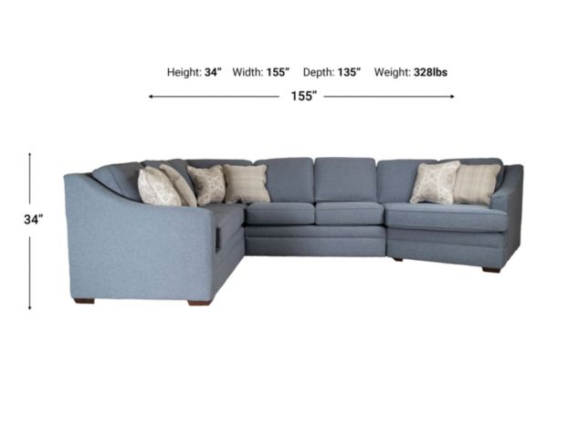 England Thomas Blue 3-Piece Sectional with Right Cuddler Chaise large image number 10