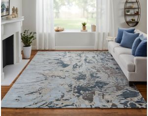 Feizy Rugs Zarah Blue and Charcoal Watercolor 8 x 10 Rug