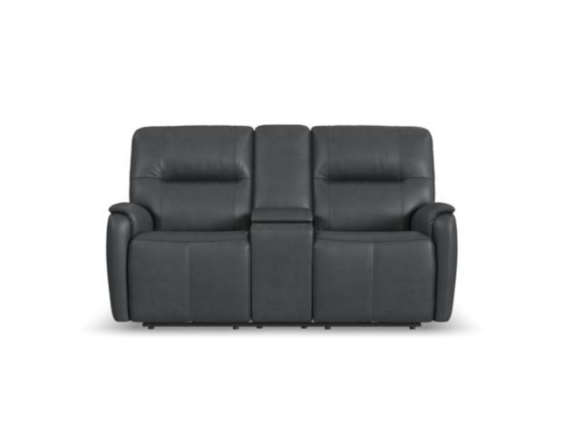 Flexsteel Industries Inc Wilson Thunder Leather Power Reclining Loveseat with Console large image number 1