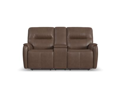 Flexsteel Industries Inc Wilson Cafe Leather Power Reclining Loveseat with Console