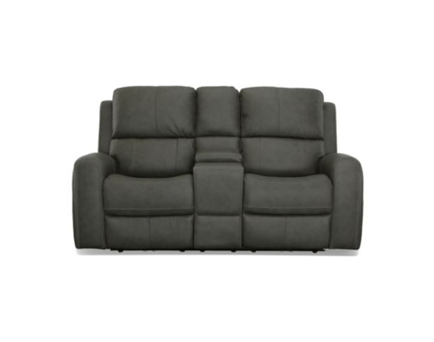 Flexsteel Industries Inc Linden Charcoal Leather Power Reclining Loveseat with Console large image number 1