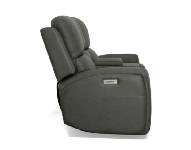 Flexsteel Industries Inc Linden Charcoal Leather Power Reclining Loveseat with Console large image number 3