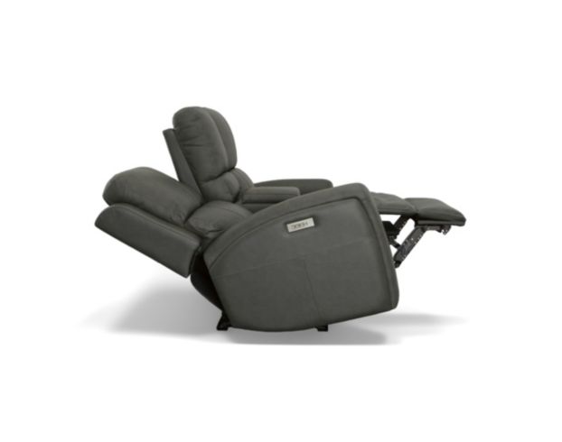 Flexsteel Industries Inc Linden Charcoal Leather Power Reclining Loveseat with Console large image number 4