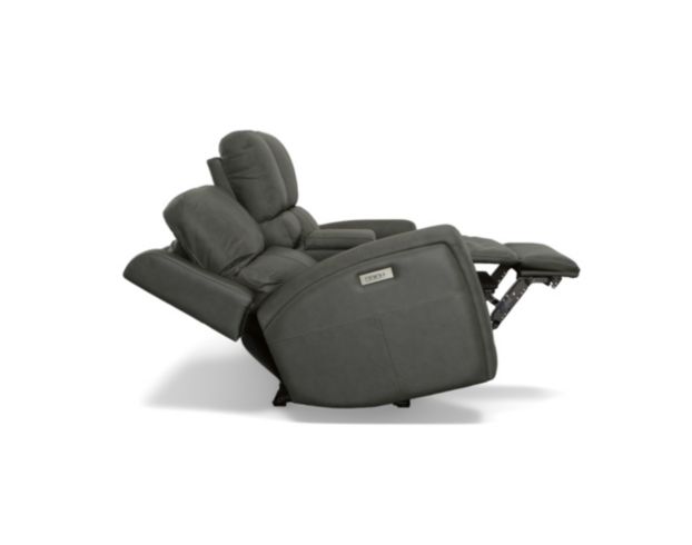 Flexsteel Industries Inc Linden Charcoal Leather Power Reclining Loveseat with Console large image number 5