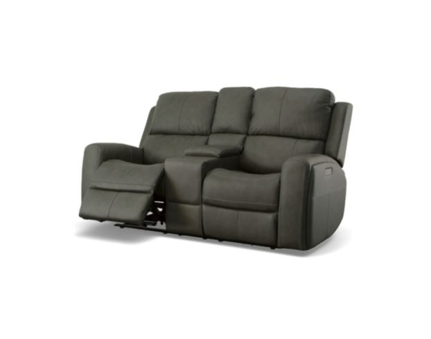 Flexsteel Industries Inc Linden Charcoal Leather Power Reclining Loveseat with Console large image number 7