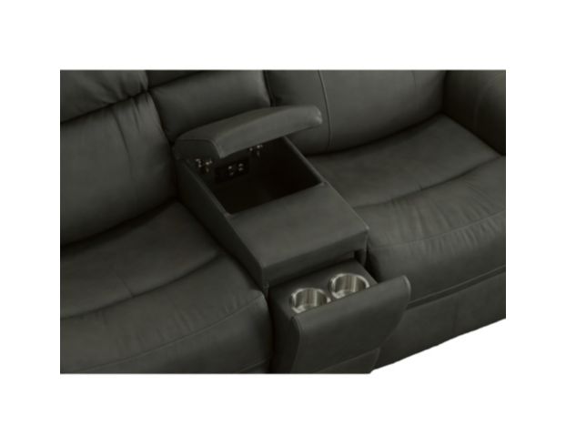 Flexsteel Industries Inc Linden Charcoal Leather Power Reclining Loveseat with Console large image number 9