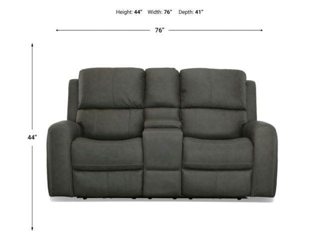 Flexsteel Industries Inc Linden Charcoal Leather Power Reclining Loveseat with Console large image number 12