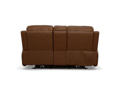 Flexsteel Industries Inc Linden Caramel Leather Power Reclining Loveseat with Console