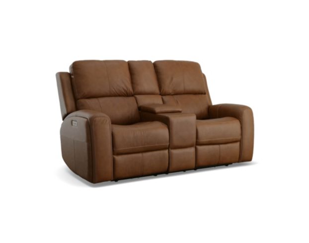 Flexsteel Industries Inc Linden Caramel Leather Power Reclining Loveseat with Console large image number 3