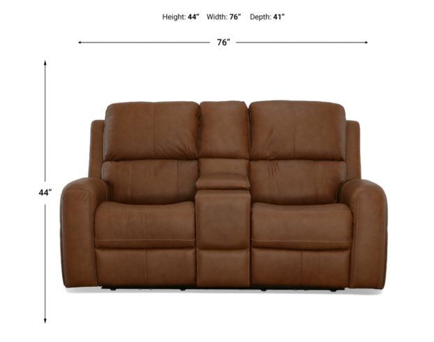 Flexsteel Industries Inc Linden Caramel Leather Power Reclining Loveseat with Console large image number 10