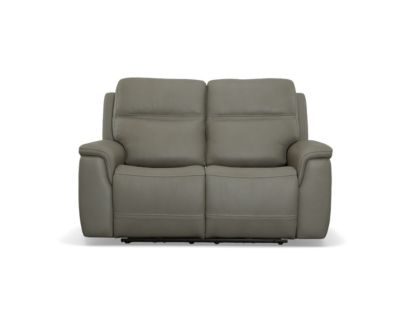 Flexsteel Industries Inc Sawyer Gray Leather Power Reclining Loveseat