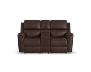 Flexsteel Industries Inc Henry Burnt Umber Leather Power Reclining Loveseat with Console